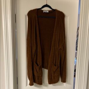 Double Zero Fuzzy Brown Cardigan